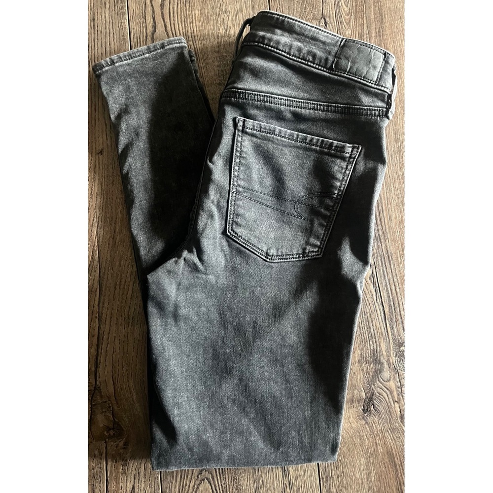 American Eagle Soft Knit Skinny Jeans Womens 6 Regular Gray Acid Wash High Rise